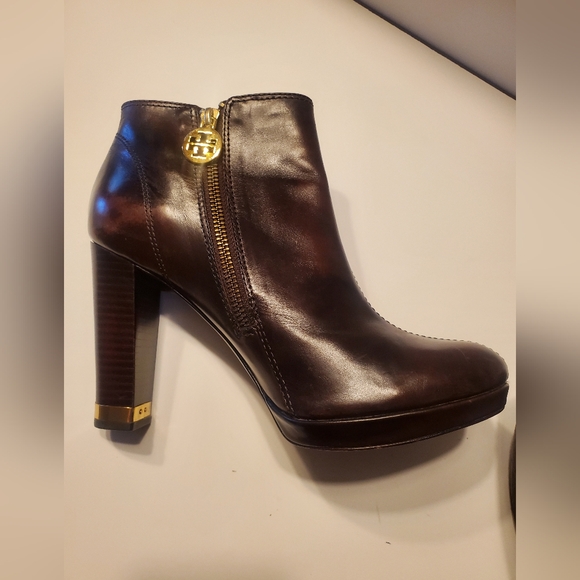Tory Burch Shoes - Tory Burch Brown Ankle Boots with Gold Accents